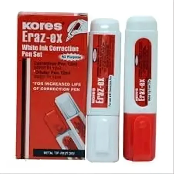 Kores Eraz-ex Ink Pen, White, 10 Pieces