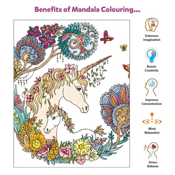 Little Berry Unicorn Mandala Art Colouring Kit for Adults & Kids