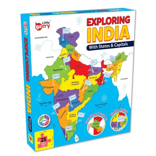 Little Berry Exploring India Puzzle with State Capital Flags 25 Pieces