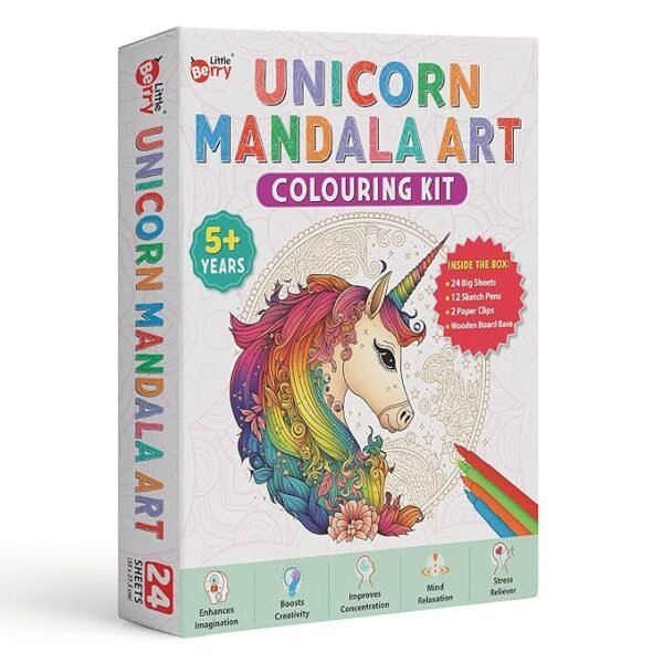 Little Berry Unicorn Mandala Art Colouring Kit for Adults & Kids