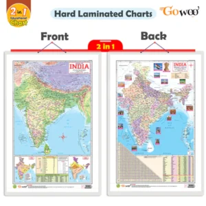 2 IN 1 INDIA POLITICAL AND PHYSICAL MAP IN ENGLISH